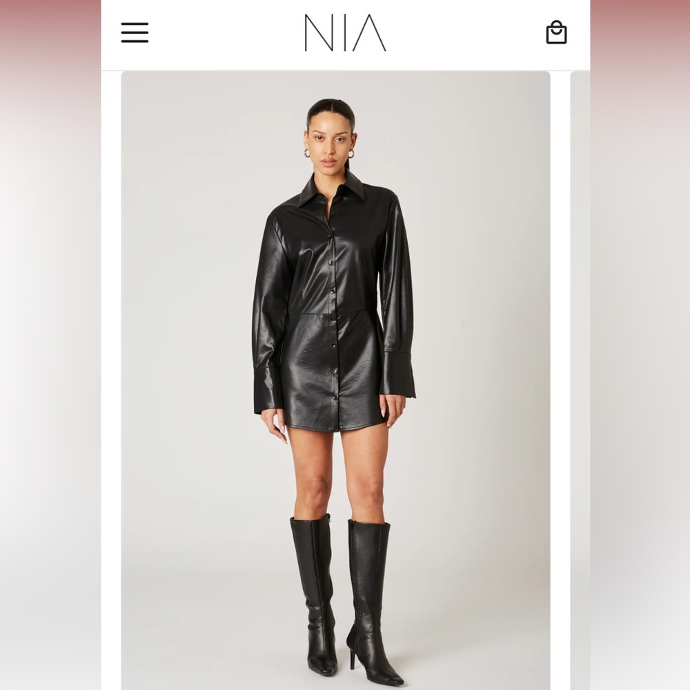 Women's Black Faux Leather Jacket Dress